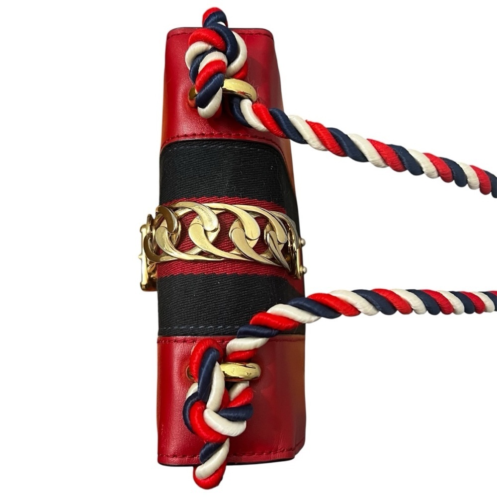 Gucci Sylvie Super Mini Red Calfskin Leather Bag - Picture 7 of 16